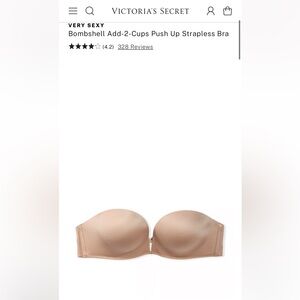 Bombshell add 2-cup sizes strapless convertible push up bra - 34C